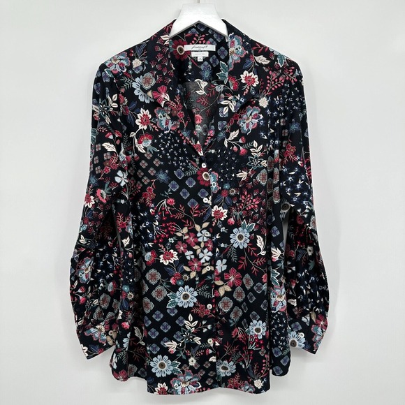 Foxcroft Tunic Top Shirt Size‎ 16 Shaped Wrinkle Free Button Up Boho Statement - Picture 1 of 15